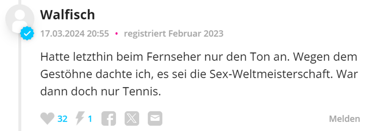 Kommentare zu den Sex-Weltmeisterschaften in Schweden.
