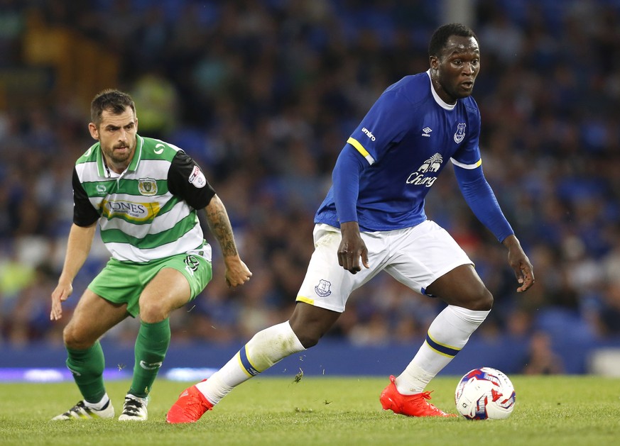 Football Soccer Britain - Everton v Yeovil Town - EFL Cup Second Round - Goodison Park - 23/8/16
Everton&#039;s Romelu Lukaku in action with Yeovil&#039;s Alex Lawless
Action Images via Reuters / Ed ...