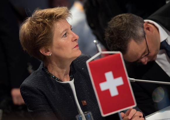 epa06882810 Head of the Federal Department of Justice and Police, Swiss, Simonetta Sommaruga, attends the informal meeting of justice and home affairs ministers at the Congress in Innsbruck, Austria,  ...