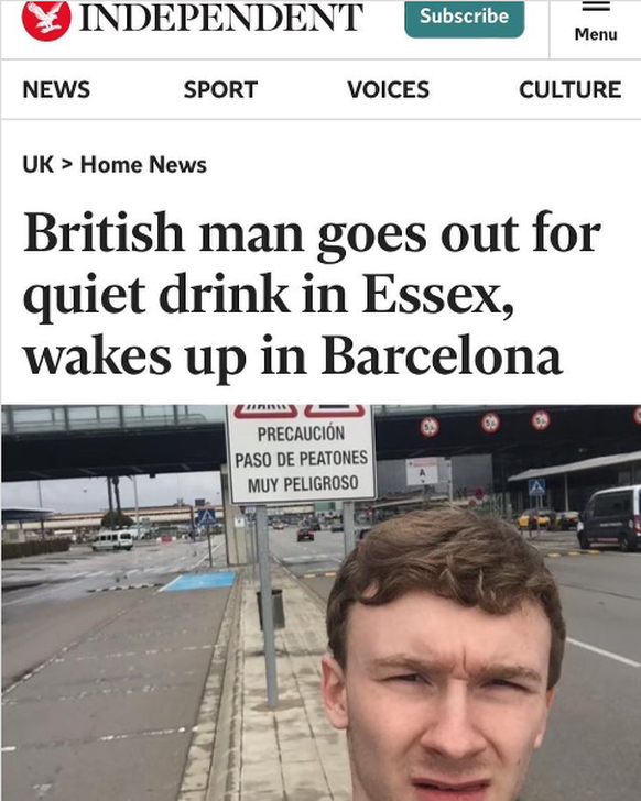 Faildienstag: Brite landet nach Suff in Essex in Barcelona