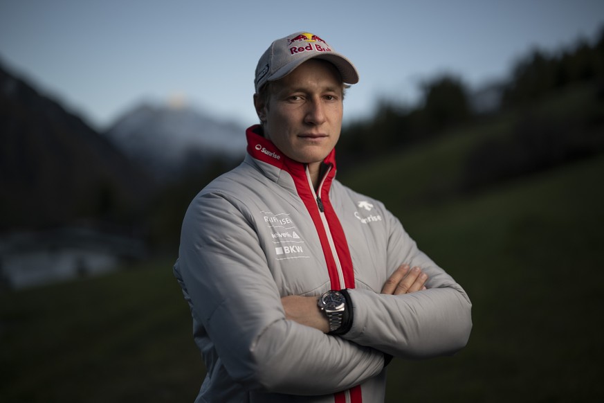 Marco Odermatt from Switzerland poses during a press event prior the FIS Alpine Ski World Cup season in Soelden, Austria, on Friday, October 24, 2025. The Alpine Skiing World Cup season 2025/26 will b ...