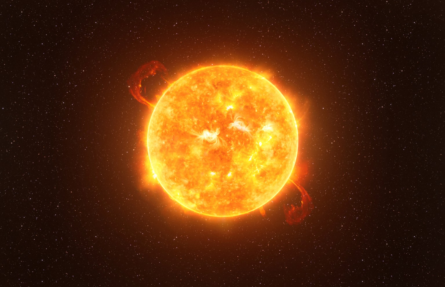 Der Rote Überriese Betelgeuse hat etwa den tausendfachen Durchmesser unserer Sonne. 