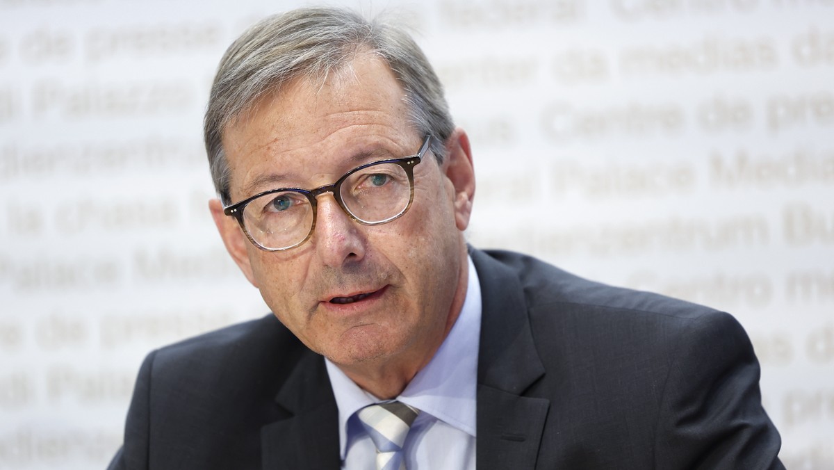 Josef Dittli, Staenderat FDP-UR, spricht waehrend einer Medienkonferenz des ueberparteilichen Komitees fuer ein "Ja zum Covid-Gesetz" am Montag, 22. Mai 2023 in Bern. (KEYSTONE/Peter Klaunze ...