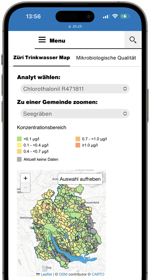 Die interaktive Karte funktioniert auch auf Mobilgeräten. Du findest sie auf dieser Webseite, wenn du etwas nach unten scrollst.