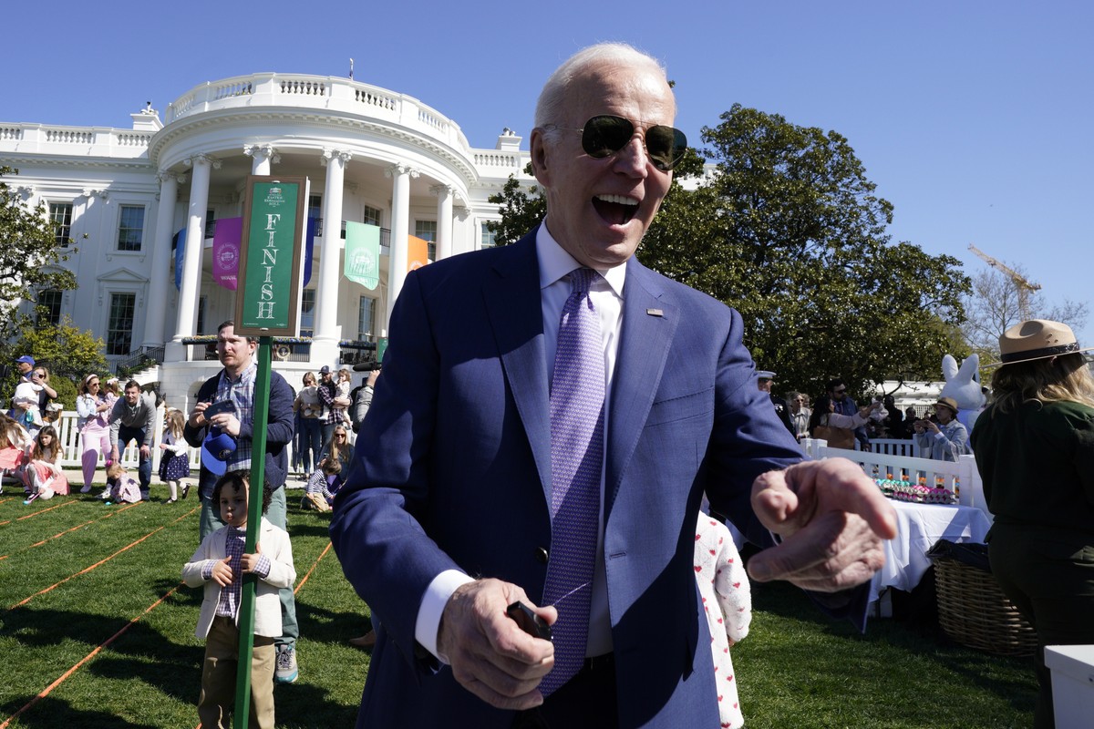 Joe Biden, lundi 10 avril 2023, lors de la traditionnelle chasse aux œufs de la Maison-Blanche.