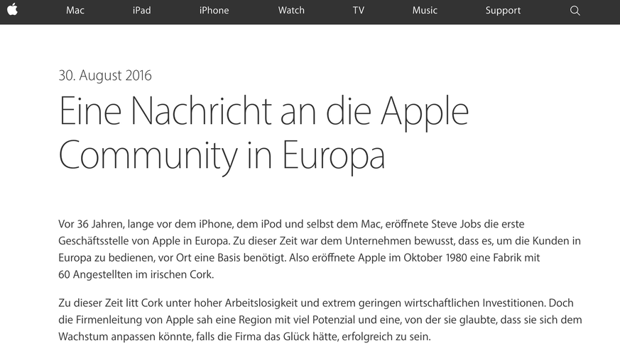 Der Apple-Chef schreibt, das Unternehmen verstosse nicht gegen das Gesetz.