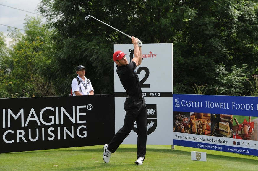 July 1, 2017 - Newport, Gwent, Wales - London, UK, Footballer Gareth Bale tee s off from the 2nd during The 2017 Celebrity Cup golf tournament at the Celtic Manor Resort, Newport, South Wales. Newport ...