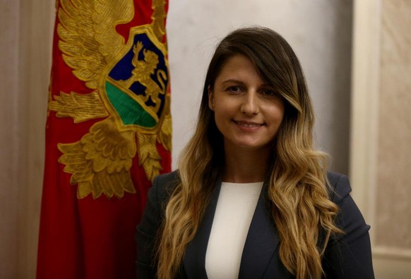 PODGORICA, MONTENEGRO - DECEMBER 04: Tamara Srzentic, minister of public administration, digital society and media poses for photographers at Parliament building on December 4, 2020 in Podgorica, Mont ...