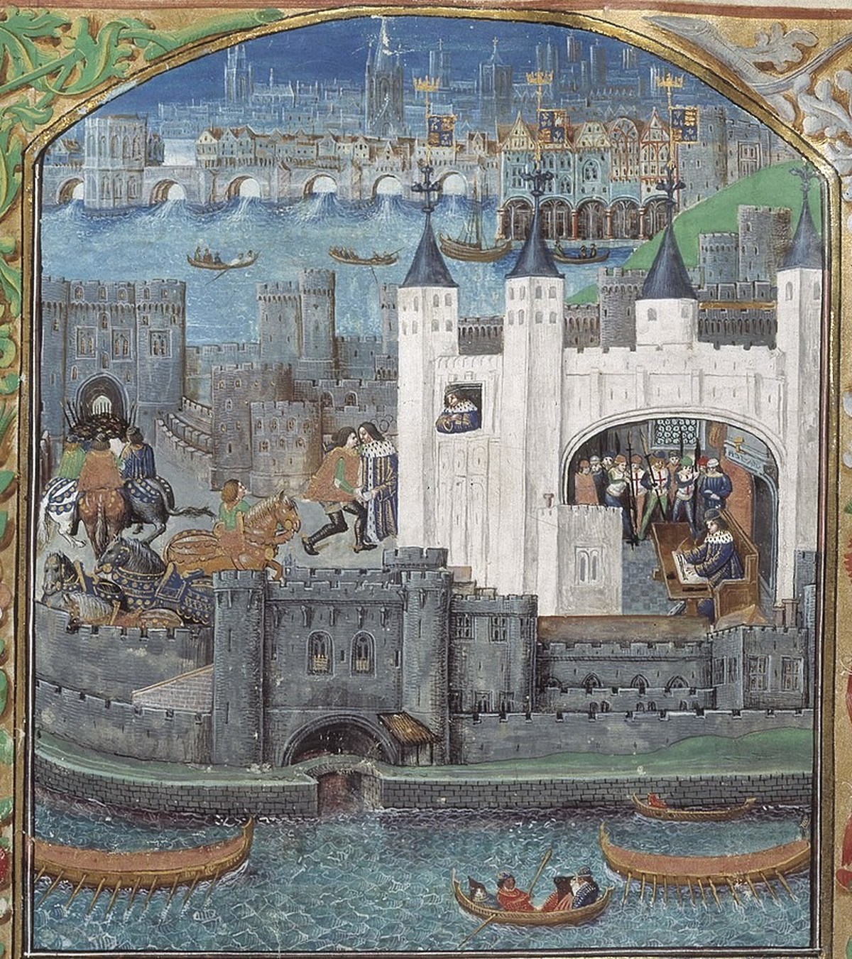 London im 15. Jahrhundert.
A depiction of the imprisonment of Charles, Duke of Orléans, in the Tower of London from a 15th-century manuscript. The White Tower is visible, St Thomas' Tower (also k ...