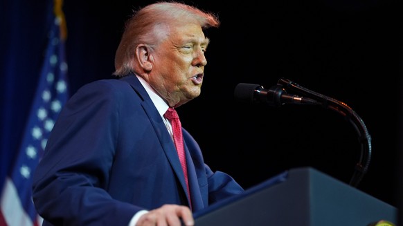 President Donald Trump speaks to House Republican lawmakers during their annual policy retreat, Tuesday, Jan. 6, 2026, in Washington. (AP Photo/Evan Vucci)
Donald Trump