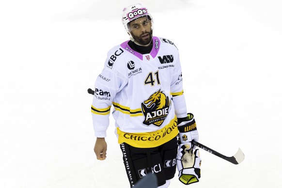 Pierre-Edouard Bellemare (HCA) #41 looks disappointed after losing against the team Geneve-Servette, during the overtime of the National League regular season game of the Swiss Championship between Ge ...