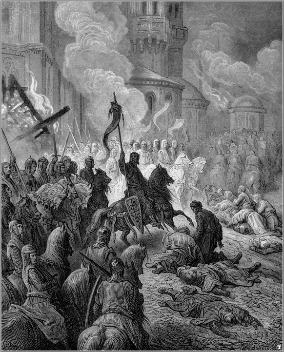 Die Kreuzritter stürmen Konstantinopel 1204, gemalt von Gustav Doré um 1877.