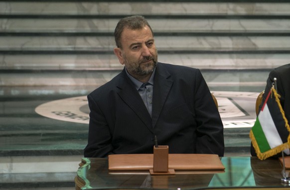 epa11053899 (FILE) - Hamas deputy head of the politburo Saleh al-Aruri attends a signing ceremony of an agreement between Fatah and Hamas, in Cairo, Egypt, 12 October 2017 (reissued 02 January 2024).  ...