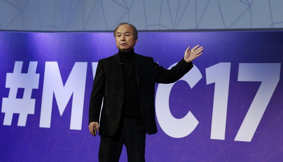 Masayoshi Son, President and Chief Executive Officer of Softbank, delivers his keynote speech at Mobile World Congress in Barcelona, Spain, February 27, 2017. REUTERS/Paul Hanna
