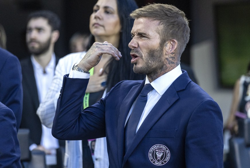 epa10761322 Inter Miami co-owner David Beckham attends the Soccer League Cup match between Cruz Azul and Inter Miami outside DRV PNK Stadium in Fort Lauderdale, Florida, US, July 21, 2023. EPA / CRI ...