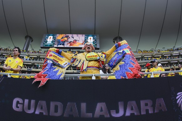 epa13059878 A fan of Colombia poses ahead of the FIFA World Cup 2026 group stage soccer match between Colombia and DR Congo in Guadalajara, Mexico, 23 June 2026. EPA/FRANCISCO GUASCO
