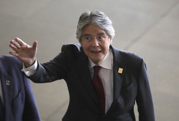 Ecuador&#039;s President Guillermo Lasso arrives for the South American Summit at Itamaraty palace in Brasilia, Brazil, Tuesday, May 30, 2023. South America?s leaders are gathering as part of Presiden ...
