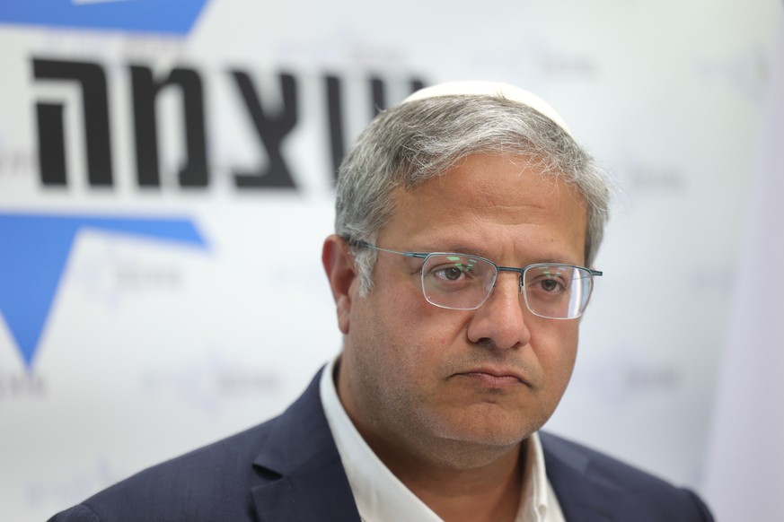 epa13056727 Israel's National Security Minister and leader of the Otzma Yehudit Party, Itamar Ben-Gvir, delivers an address during his weekly party faction meeting at the Knesset, the Israeli par ...