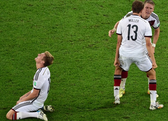 Ein weltmeisterliches Trio: Toni Kroos, Bastian Schweinsteiger und Thomas Müller, vor kurzem noch alle bei Bayern unter Vertrag.