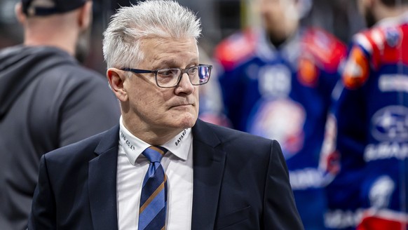 Zuerichs Trainer Marc Crawford im dritten Playoff Final Eishockeyspiel der National League zwischen den ZSC Lions und Lausanne HC, am Samstag, 20. April 2024 in der Swiss Life Arena in Zuerich. (KEYST ...