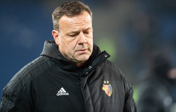 Basels Trainer Patrick Rahmen im Fussball Meisterschaftsspiel der Super League zwischen dem FC Basel und dem Grasshopper Club Zuerich, am Sonntag, 19. Dezember 2021, im St. Jakob Park in Basel. (KEYST ...