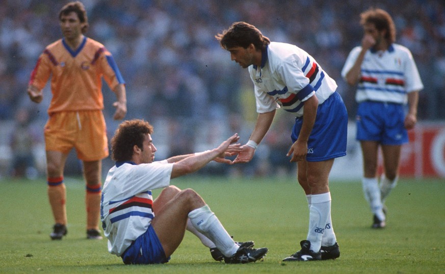 Von 1984 bis 1992 stürmten Vialli und Mancini gemeinsam für Sampdoria Genua.