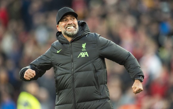 epa11142786 Juergen Klopp manager of Liverpool reacts after the English Premier League match between Liverpool and Burnley in Liverpool , Britain, 10 February 2024. EPA/PETER POWELL EDITORIAL USE ONLY ...