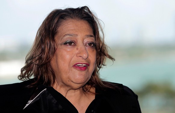 Renowned international architect Zaha Hadid speaks to the media after a ground-breaking ceremony for her residential tower in Miami December 5, 2014. REUTERS/Andrew Innerarity/File Photo
