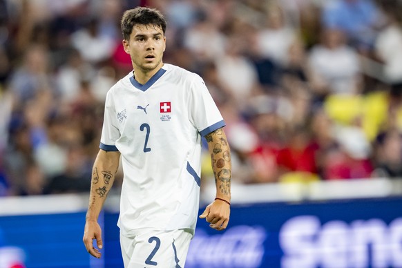 Switzerland's Lucas Blondel reacts during a Friendly soccer match between USA and Switzerland at the Geodis Park stadium, in Nashville, Tennessee, United States of America, Wednesday, June 11, 20 ...