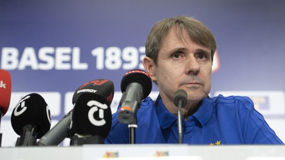 Praesident Bernhard Burgener spricht an einer Medienkonferenz des FC Basel 1893 in Basel, am Dienstag, 18. Juni 2019. (KEYSTONE/Georgios Kefalas)