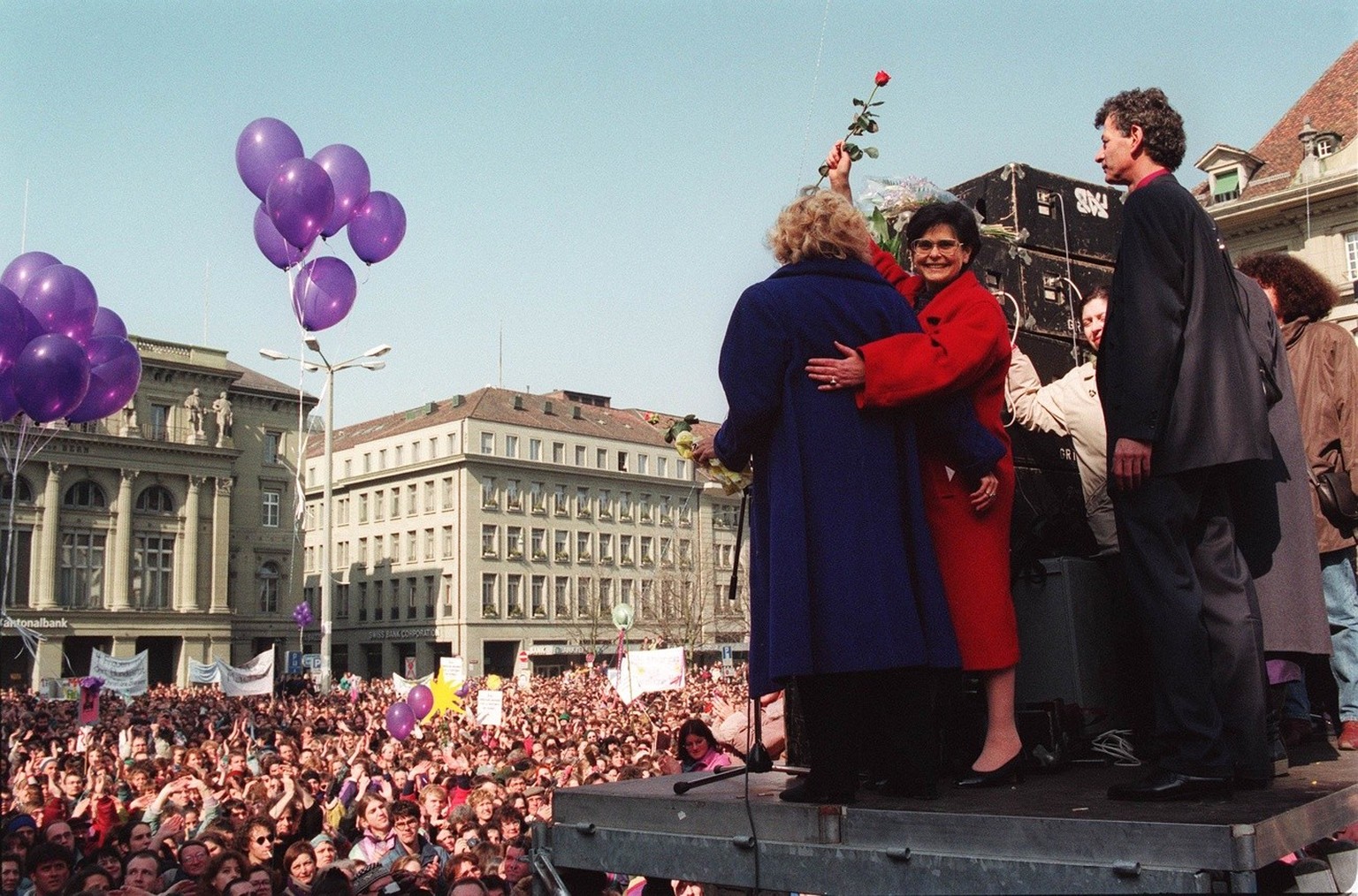 On March 10, 1993, the two members of the Social Democratic Party of Switzerland, newly elected member of government Ruth Dreifuss together with Christiane Brunner, who was the party's favourite candi ...