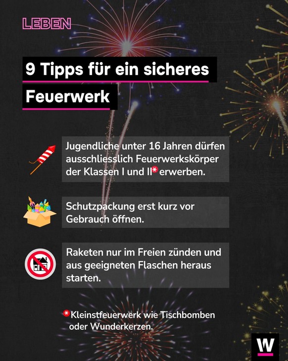 <p>Feuerwerk sollte nur im Freien gezündet werden. Unter 16-Jährige dürfen zudem nur Kleinstfeuerwerk zünden.</p>