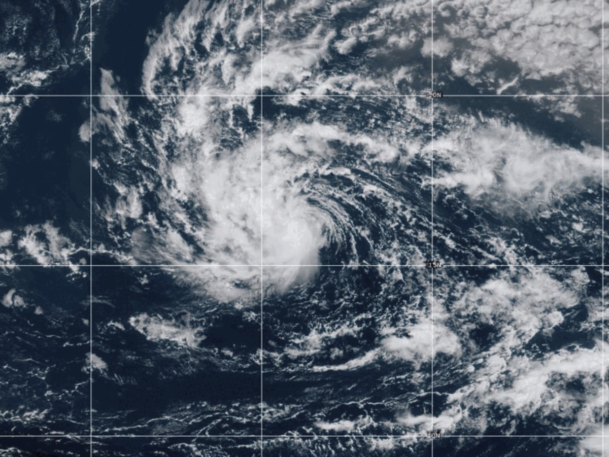 This image provided by the National Oceanic and Atmospheric Administration (NOAA) shows Tropical Storm Erin on Wednesday, Aug. 13, 2025. (NOAA via AP)
Tropical Weather