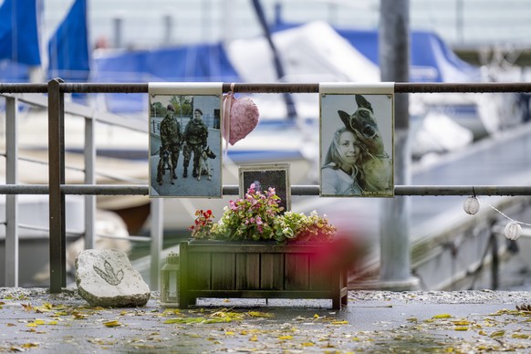 Sicht auf eine Gedenkstaette im Bootshafen in La Neuveville am Bielersee, am Dienstag, 7. November 2023, in La Neuveville. Zwei Frauen, eine 27-jaehrige Schweizerin und eine 53- jaehrige Niederlaender ...