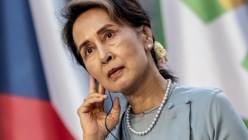 epa08978814 (FILE) - Myanmar&#039;s State Counselor Aung San Suu Kyi during a joint news conference with Czech Prime Minister Babis after their meeting in Prague, Czech Republic, 03 June 2019 (reissue ...