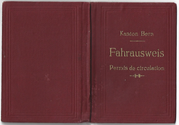 Fahrausweis für Fahrräder Kanton Bern 1914