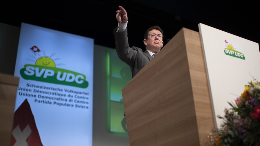 Parteipraesident Albert Roesti, aufgenommen an der Delegiertenversammlung der SVP Schweiz, am Samstag, 30. Maerz 2019, in Amriswil. (KEYSTONE/Gian Ehrenzeller)