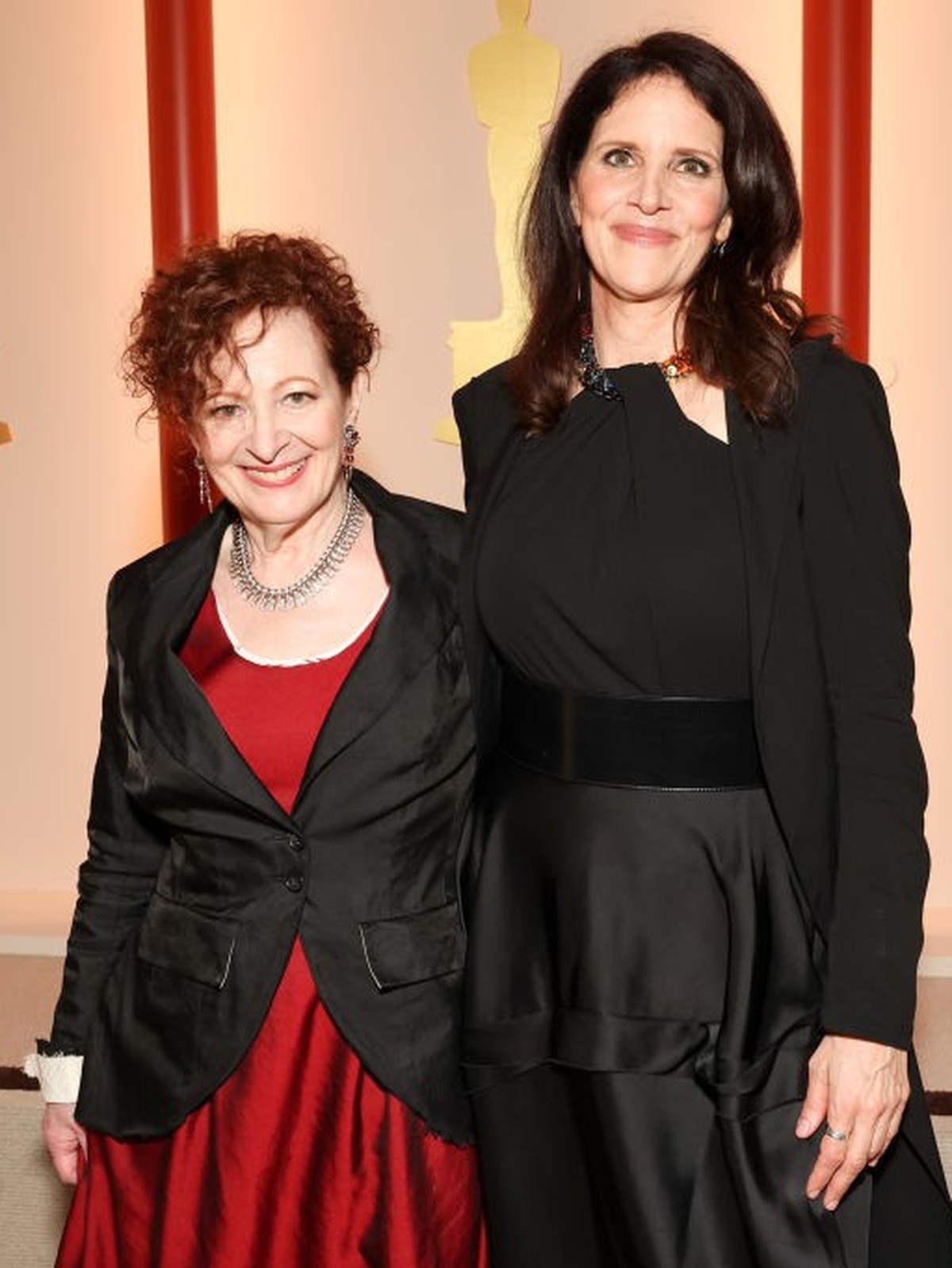 HOLLYWOOD, CALIFORNIA - MARCH 12: Nan Goldin and Laura Poitras attend the 95th Annual Academy Awards on March 12, 2023 in Hollywood, California. (Photo by Jesse Grant/Getty Images)