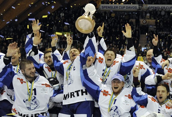 Für die KHL (hier mit Minsk) ist der Spengler Cup eine hervorragende Werbeplattform.