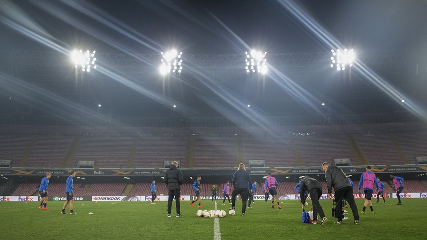 General view Stadium during the Training the day before UEFA Europa League match between Italian&#039;s SSC Neapel and Switzerland&#039;s FC Zuerich, at the Stadio San Paolo in Neapel, Italy, on Wedne ...