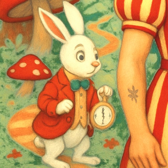 Granit Xhaka zu Sunderland – Granit im Wunderland im Stil von Alice, KI-generiert Perplexity