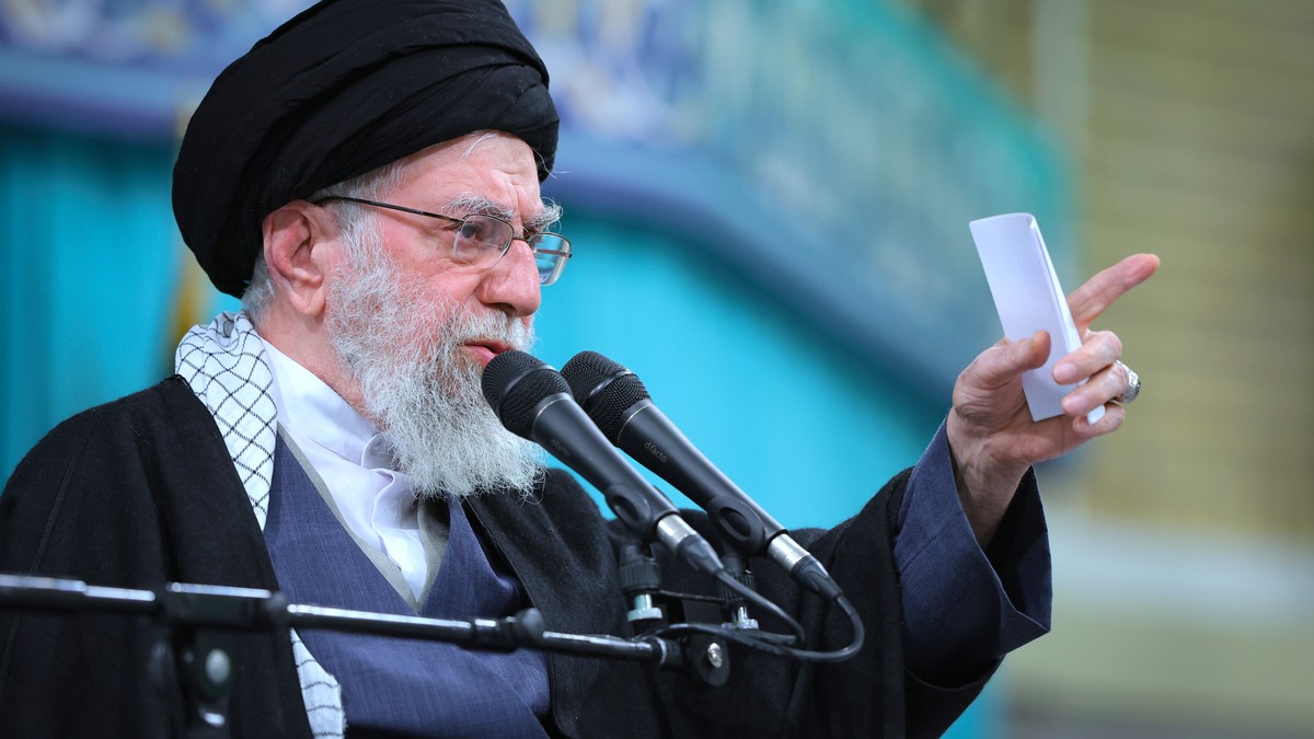 In this photo released by an official website of the office of the Iranian supreme leader, Supreme Leader Ayatollah Ali Khamenei speaks in a meeting, in Tehran, Iran, Saturday, Jan. 17, 2026. (Office  ...