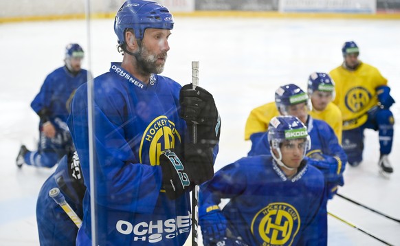 Joe Thornton, ehemaliger Spieler des HC Davos und NHL-Spieler, aufgenommen im Training, am Mittwoch, 5. August 2020, in der Trainingshalle in Davos. (KEYSTONE/Gian Ehrenzeller)