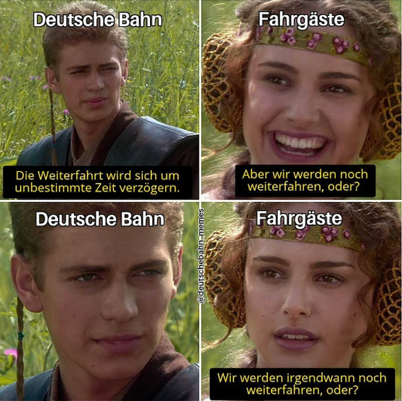 Deutsche Bahn memes with Anakin and Star Wars