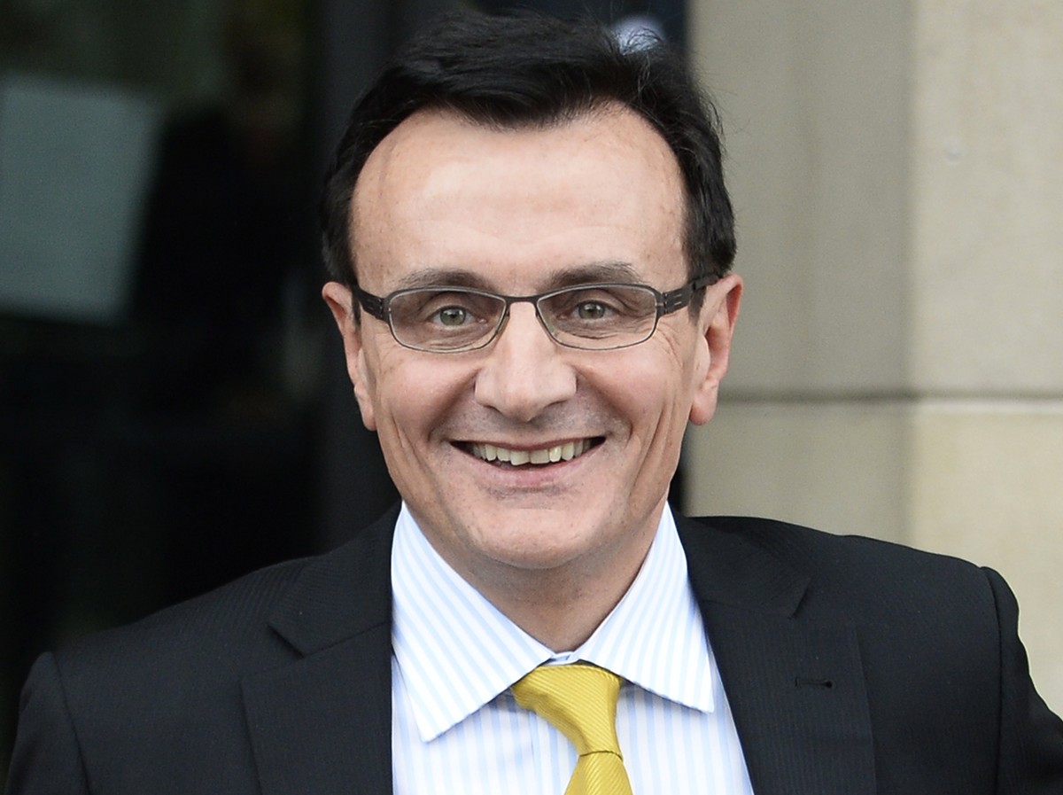 epa08968560 (FILE) - Pascal Soriot (C), Chief Executive of AstraZeneca, leaves Portcullis House in London, Britain, 13 May 2014 (reissued 27 January 2021). AstraZeneca has rejected EU's criticism ...