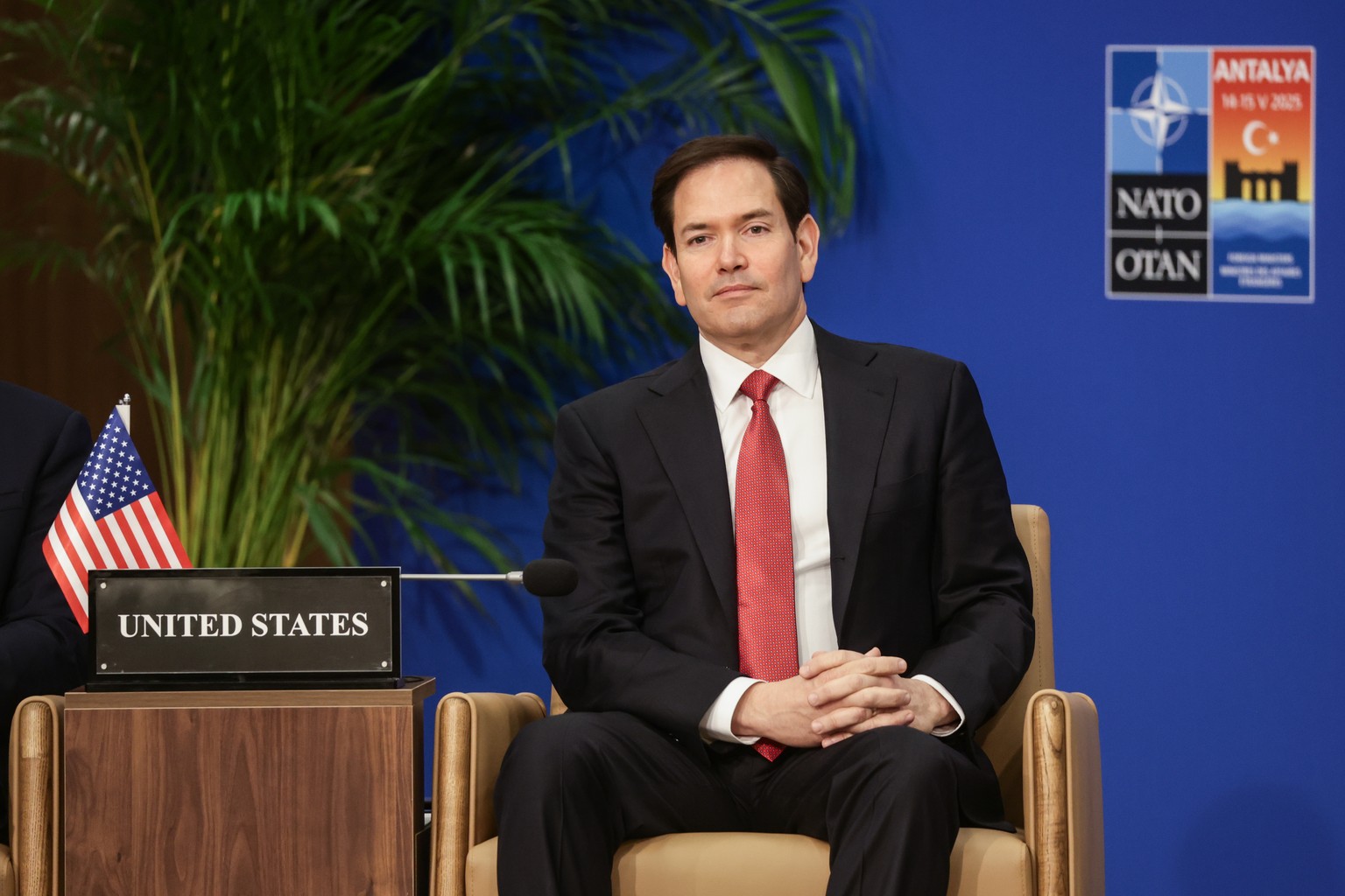 epa12101586 US Secretary of State Marco Rubio attends an informal meeting of North Atlantic Treaty Organization (NATO) Ministers of Foreign Affairs, in Antalya, Turkey, 15 May 2025. EPA/ERDEM SAHIN