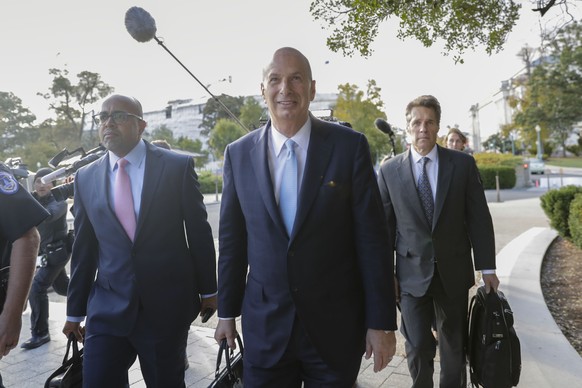 US Ambassador to the European Union Gordon Sondland, center, arrives for a joint interview with the House Committee on Foreign Affairs, House Permanent Select Committee on Intelligence, and House Comm ...