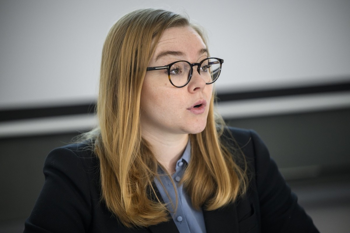 Valerie Dittli, conseillere d'Etat vaudoise parle a l'occasion de la signature d'une convention sur l'agriculture biologique entre le Canton de Vaud et Bio Vaud sur le site de Marc ...