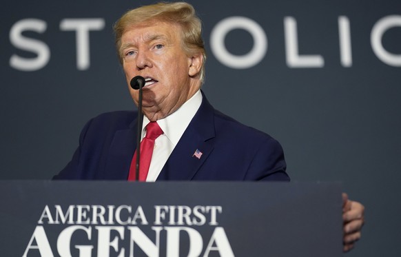 FILE - Former President Donald Trump speaks at an America First Policy Institute agenda summit at the Marriott Marquis in Washington, July 26, 2022. A newly released FBI document helps flesh out the c ...