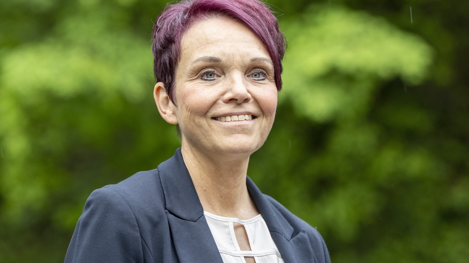 Die Nidwaldner Regierungsretin Michele Bloechlinger, anlaesslich einer Informations Veranstaltung fuer die Bevoelkerung der Gemeinde Stansstad mit den Ortschaften, Stansstad, Kehrsiten, Fuerigen und O ...